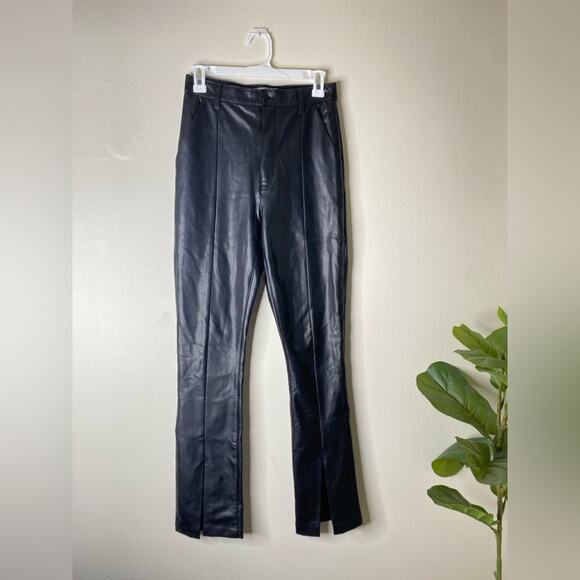 Abercrombie & Fitch Faux Leather Split Hem Ultra High Rise Skinny Pant Size 27/4 - Picture 2 of 7